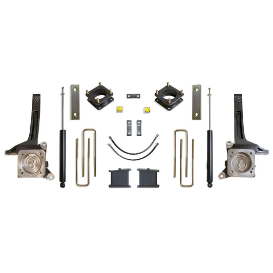 MaxTrac lift kit with spindles spacers brake lines blocks U-bolts carrier bearing kit and shocks | Max Trac Toyota Tundra suspension lift | Tundra 6 inch lift with 35 inch tire clearance