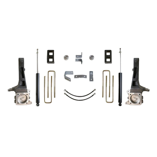 Toyota Tacoma lift spindles blocks U-bolts and rear shocks | MaxTrac K886842 Tacoma 2WD spindle lift kit | 2005-2023 Tacoma 6-lug 4 inch lift kit for 33 inch tires