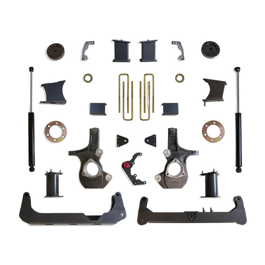 MaxTrac lift kit with subframes knuckles strut spacers diff drop and shocks | Max Trac Silverado Sierra suspension lift | GM 1500 7 inch lift with 35 inch tire clearance