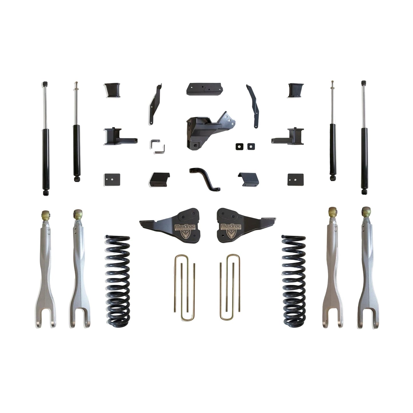 MaxTrac forged aluminum 4-link lift kit with shocks | Max Trac Super Duty suspension lift | Ford Super Duty 4 inch lift with 37 inch tire clearance