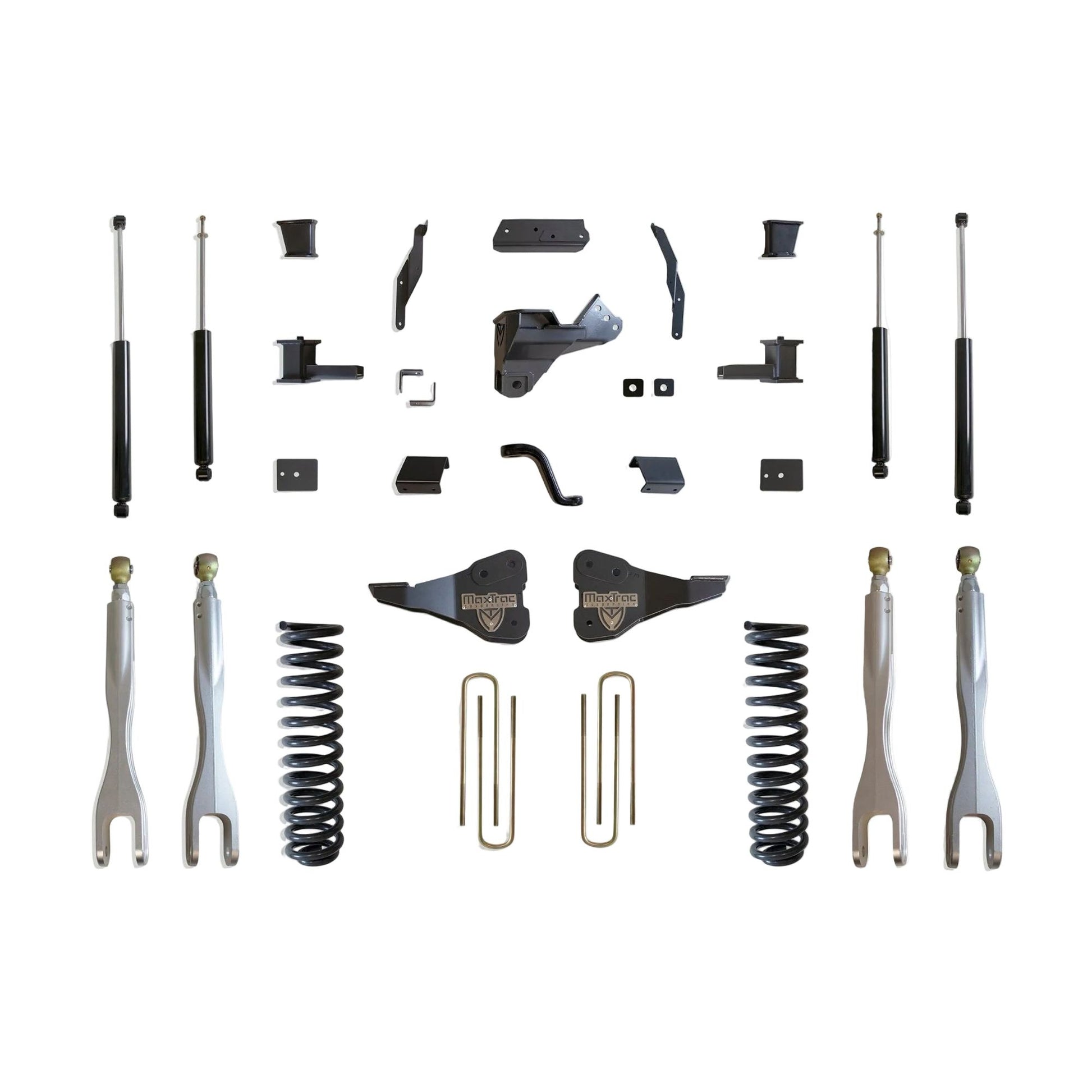 MaxTrac forged aluminum 4-link lift kit with shocks | Max Trac Super Duty suspension lift | Ford Super Duty 4 inch lift with 37 inch tire clearance