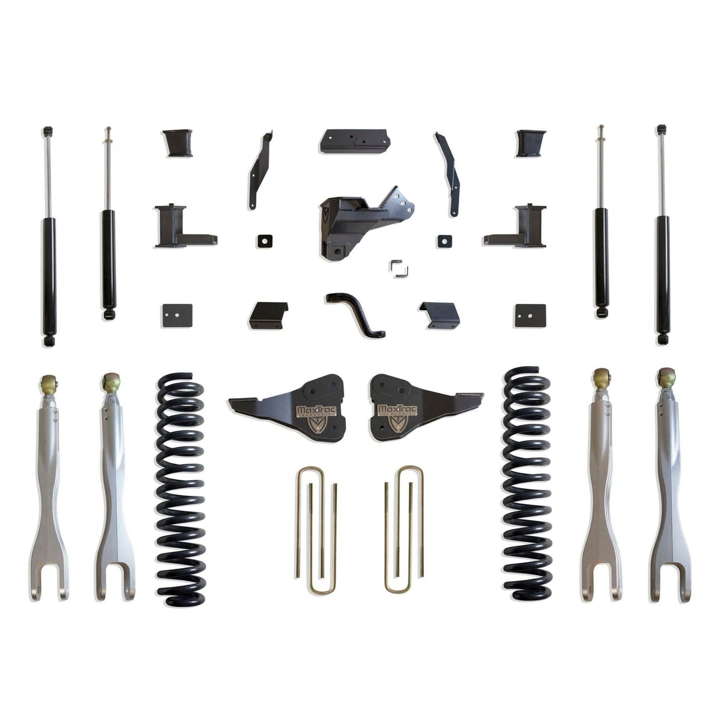 MaxTrac forged aluminum 4-link lift kit with shocks | Max Trac Super Duty suspension lift | Ford Super Duty 8 inch lift with 40 inch tire clearance