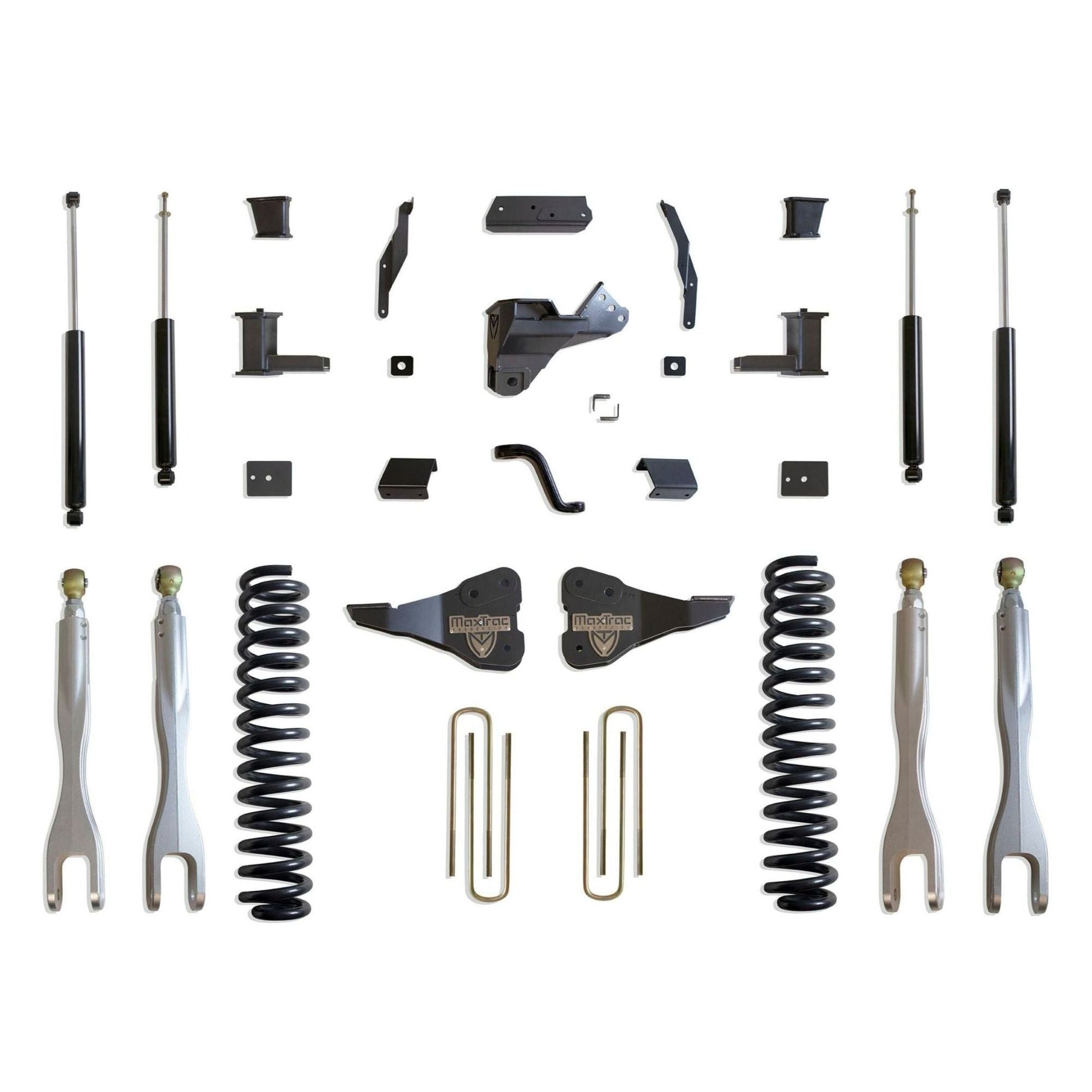 MaxTrac forged aluminum 4-link lift kit with shocks | Max Trac Super Duty suspension lift | Ford Super Duty 8 inch lift with 40 inch tire clearance