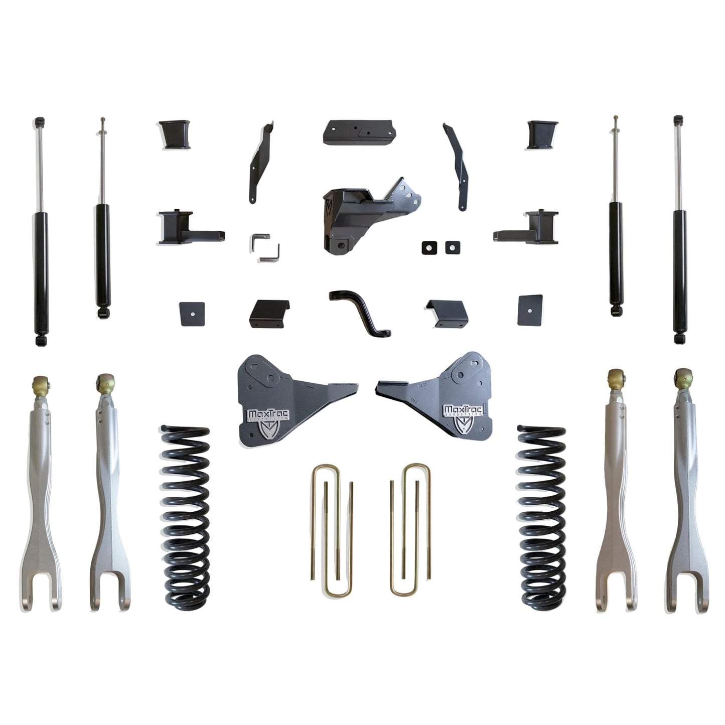 MaxTrac forged aluminum 4-link Super Duty lift kit | Ford Super Duty 4 inch lift with MaxTrac shocks | Max Trac K944341L
