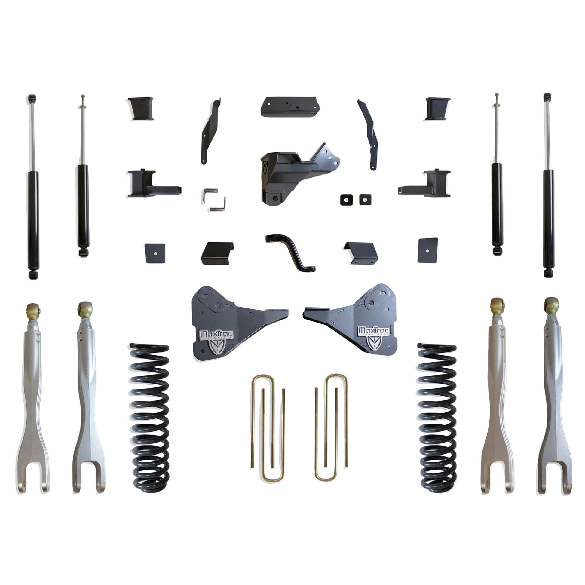 MaxTrac forged aluminum 4-link Super Duty lift kit | Ford Super Duty 4 inch lift with MaxTrac shocks | Max Trac K944341L