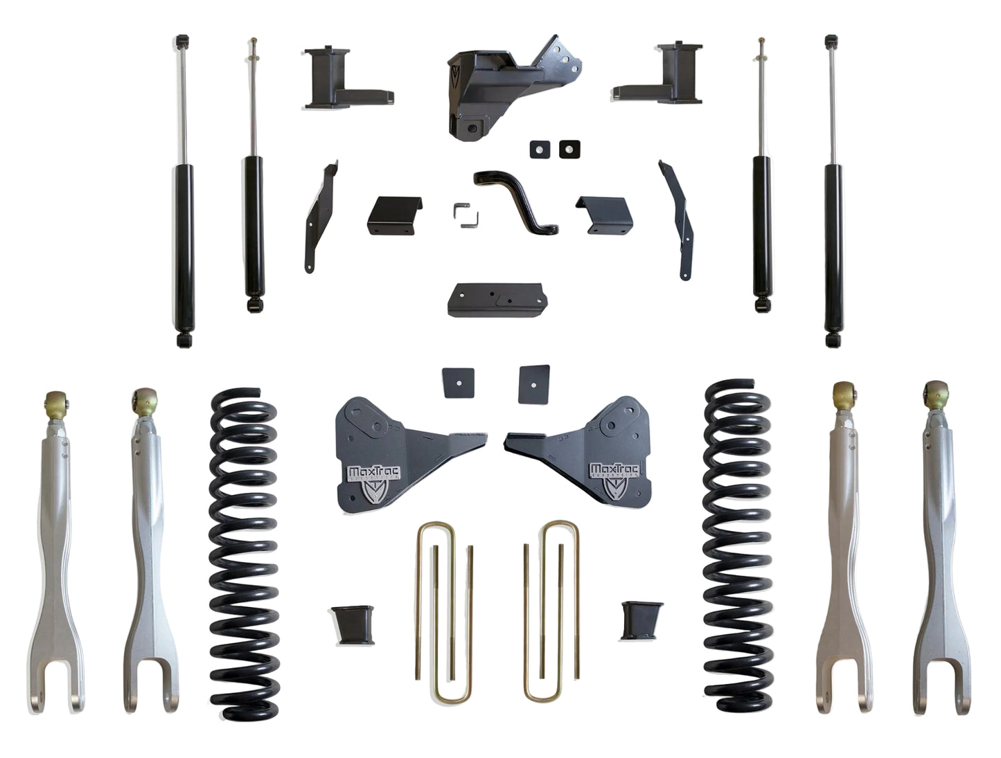 MaxTrac forged aluminum 4-link Super Duty lift kit | Ford Super Duty 8 inch lift with MaxTrac shocks | Max Trac K944385L