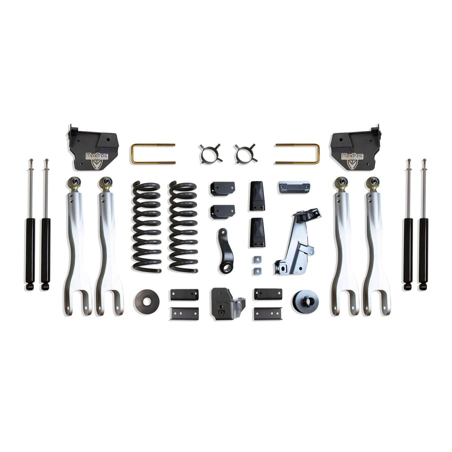 MaxTrac forged aluminum 4-link lift kit with diesel coils and shocks | Max Trac Ram 2500 suspension lift | Ram 2500 6 inch lift with 38 inch tire clearance