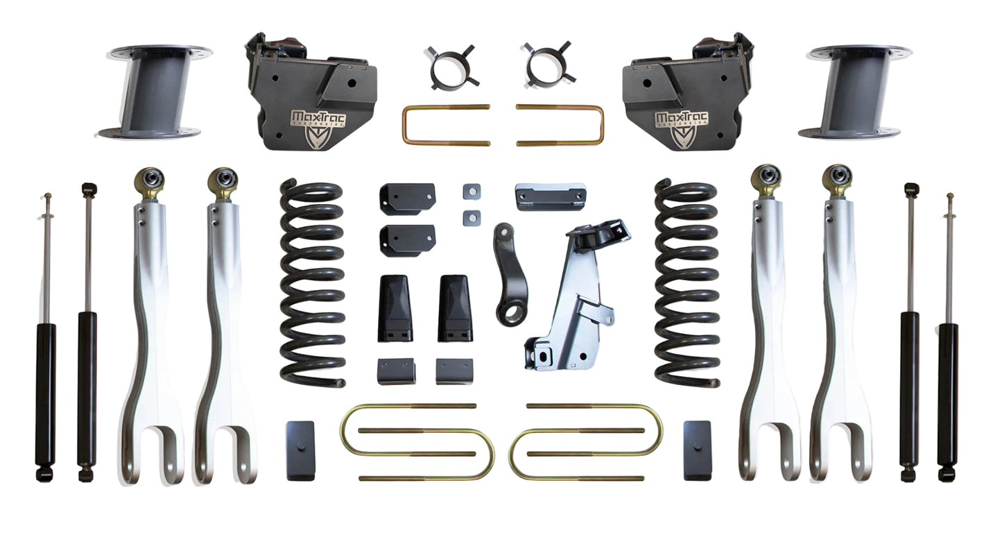 MaxTrac forged aluminum 4-link lift kit with diesel coils and shocks | Max Trac Ram 3500 premium air ride suspension lift | Ram 3500 8 inch lift kit with 4-links and MaxTrac shocks