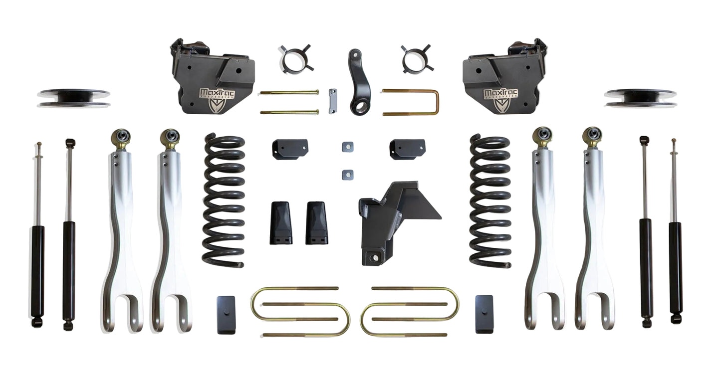MaxTrac forged aluminum 4-link lift kit with diesel coils and shocks | Max Trac Ram 3500 premium air ride suspension lift | Ram 3500 4 inch lift kit with 4-links and MaxTrac shocks
