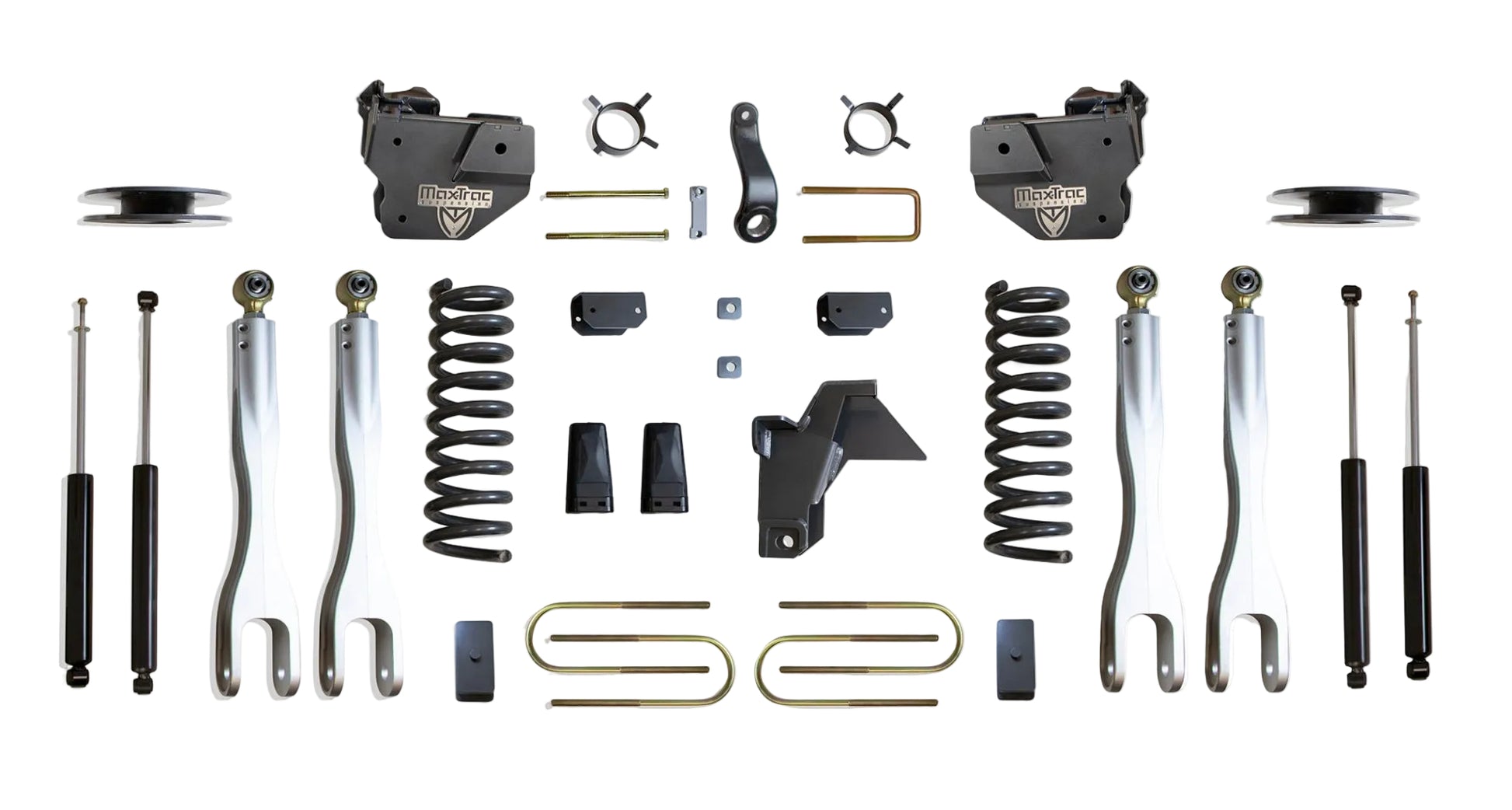 MaxTrac forged aluminum 4-link lift kit with diesel coils and shocks | Max Trac Ram 3500 premium air ride suspension lift | Ram 3500 4 inch lift kit with 4-links and MaxTrac shocks