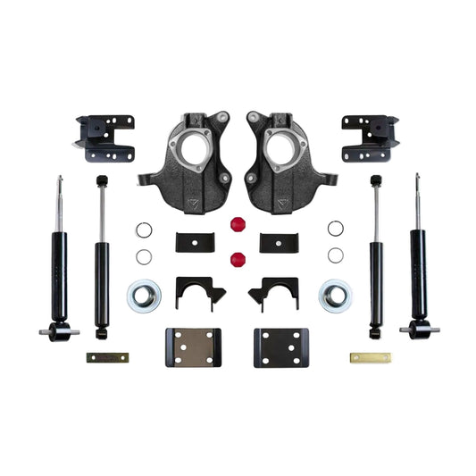 MaxTrac 3-4 front 5-6 rear drop kit with struts spindles and rear shocks | Silverado Sierra adjustable suspension kit | Max Trac lowering kit for GM 1500 Legacy