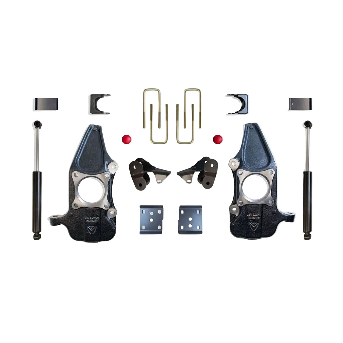 MaxTrac lowering kit with spindles flip kit hangers and rear shocks | Max Trac F-150 suspension lowering kit | Ford F-150 2 inch 4 inch drop kit