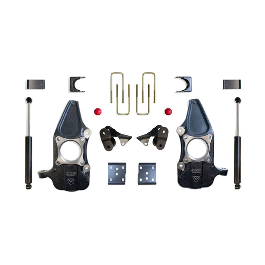 MaxTrac lowering kit with spindles flip kit hangers and rear shocks | Max Trac F-150 suspension lowering kit | Ford F-150 2 inch 4 inch drop kit