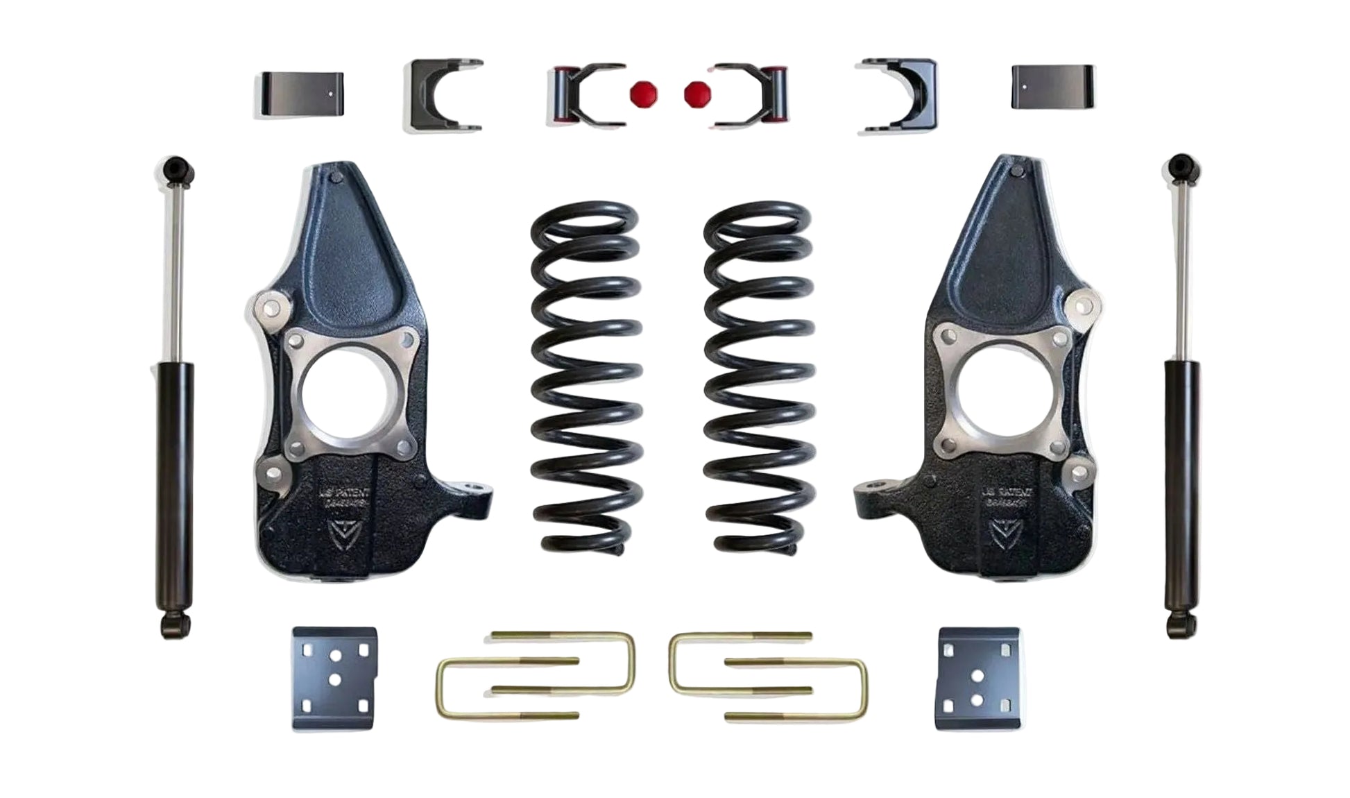 MaxTrac lowering kit with coils spindles flip kit shackles and rear shocks | Max Trac F-150 suspension lowering kit | Ford F-150 3 inch 5 inch drop kit