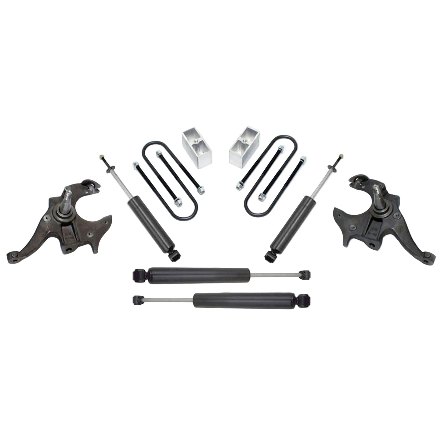 S10 lowering spindles blocks and shocks | MaxTrac KS330123 mini truck lowering kit | GMC Sonoma 2/3 drop suspension kit