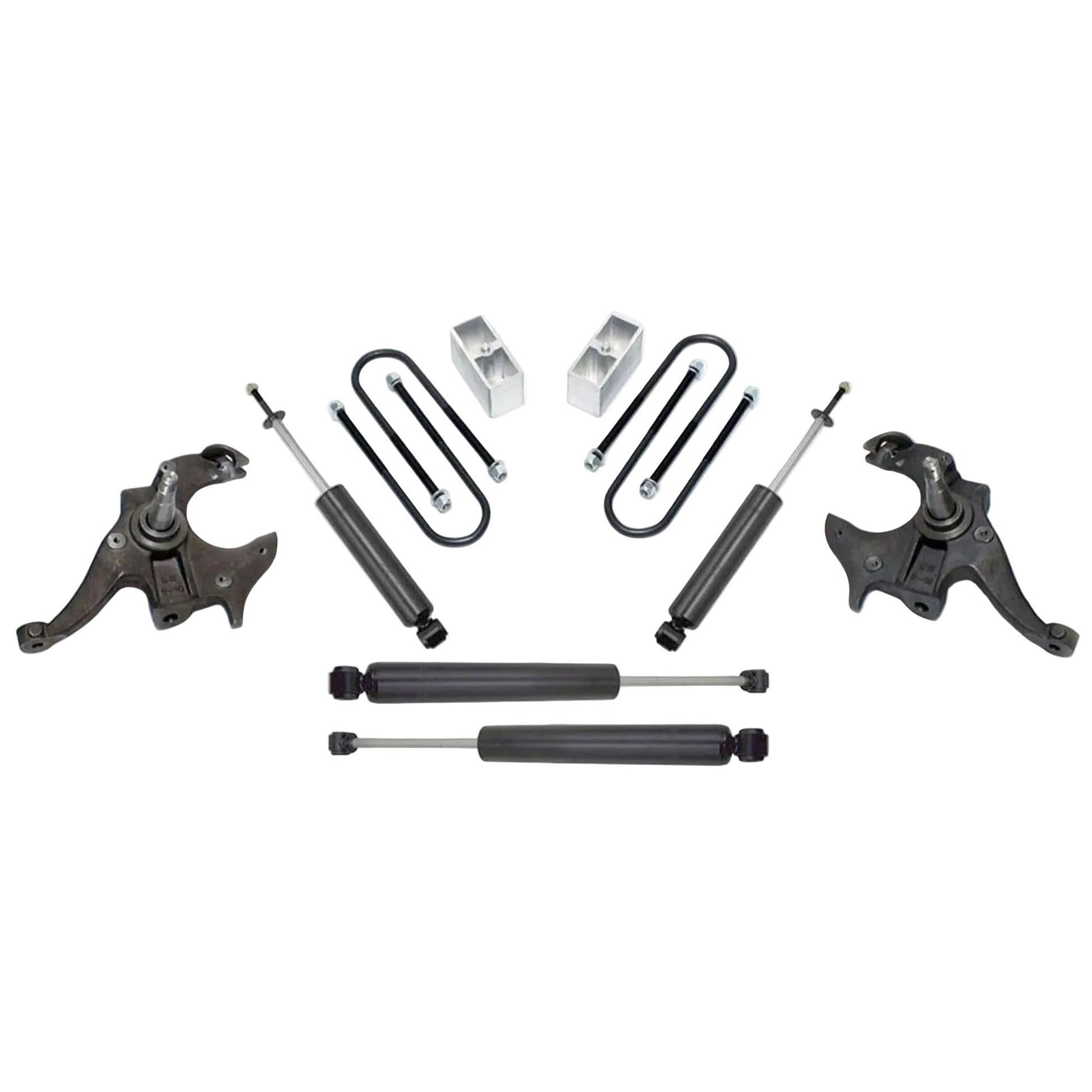 S10 lowering spindles blocks and shocks | MaxTrac KS330123 mini truck lowering kit | GMC Sonoma 2/3 drop suspension kit