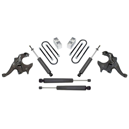 S10 lowering spindles blocks and shocks | MaxTrac KS330123 mini truck lowering kit | GMC Sonoma 2/3 drop suspension kit