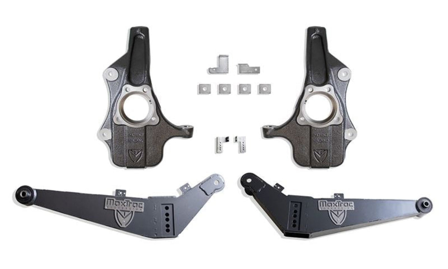 2021-2026 Tahoe Suburban MagneRide lowering suspension | Yukon Yukon XL Adaptive Ride Control drop kit | MaxTrac 101920 spindles with 1019AR sensor brackets | MaxTrac 200804 adjustable rear lowering control arms | GM SUV lowering kit with significant rear ground clearance reduction