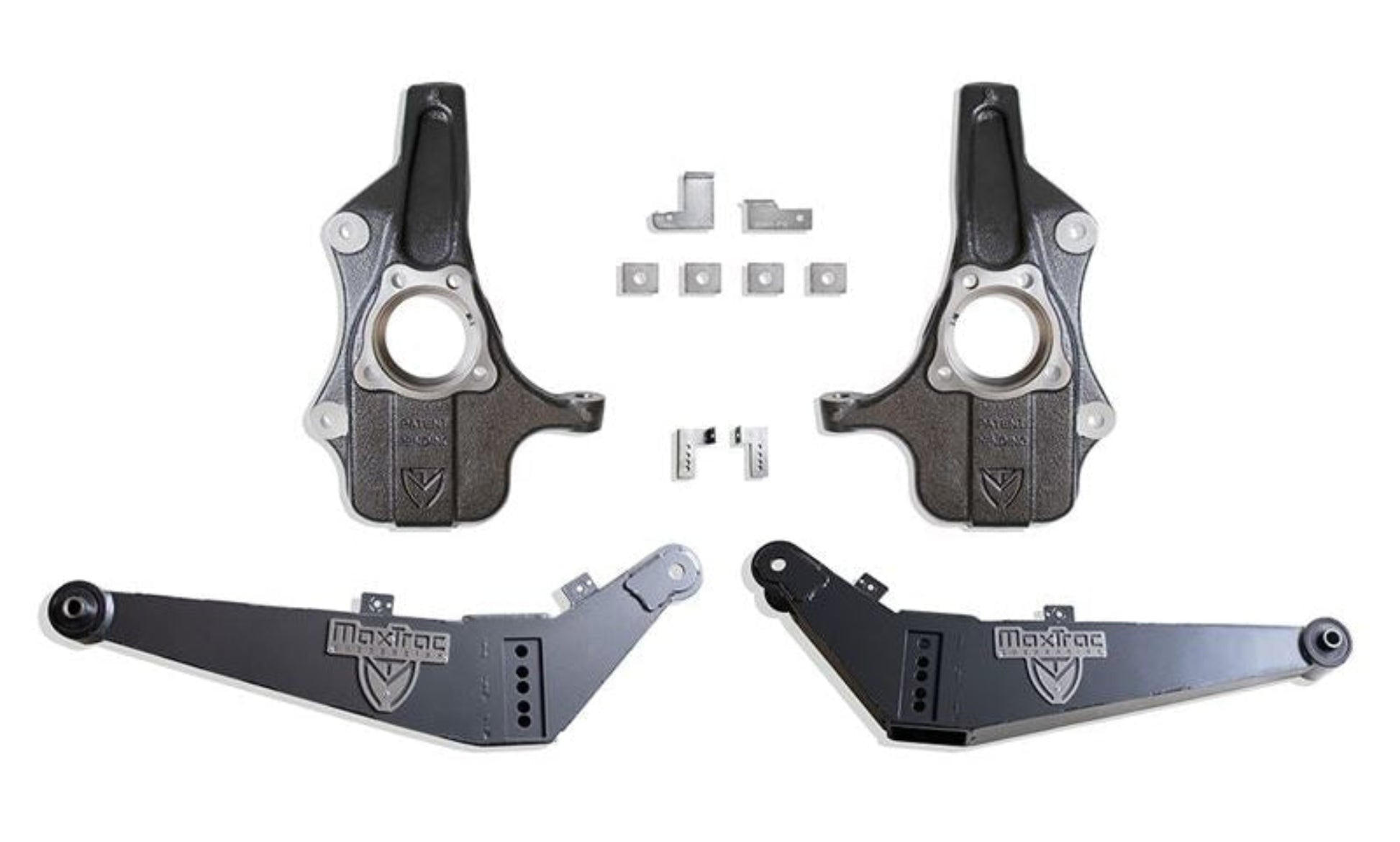 2021-2026 Tahoe Suburban MagneRide lowering suspension | Yukon Yukon XL Adaptive Ride Control drop kit | MaxTrac 101920 spindles with 1019AR sensor brackets | MaxTrac 200804 adjustable rear lowering control arms | GM SUV lowering kit with significant rear ground clearance reduction