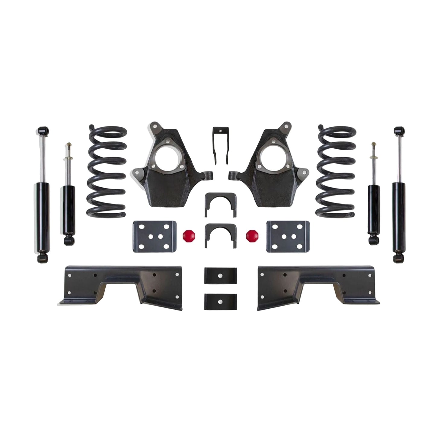 MaxTrac lowering kit with V6 coils spindles C-notch flip kit and shocks | Max Trac Silverado Sierra suspension kit | 3 inch 5 inch drop kit for V6 trucks