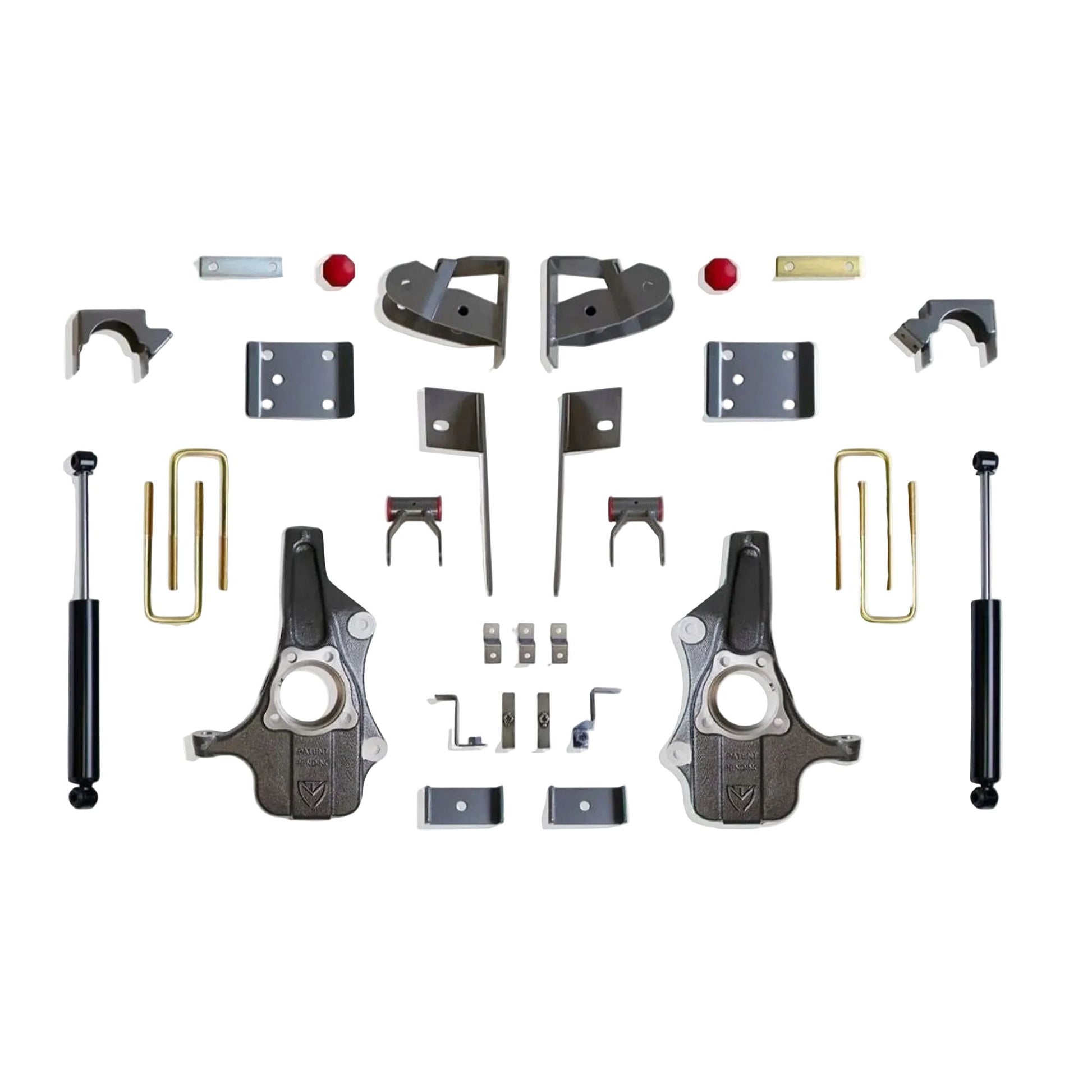 MaxTrac lowering kit with spindles flip kit hangers shackles and rear shocks | Max Trac Silverado Sierra suspension kit | Silverado Sierra 2 inch 4 inch drop kit