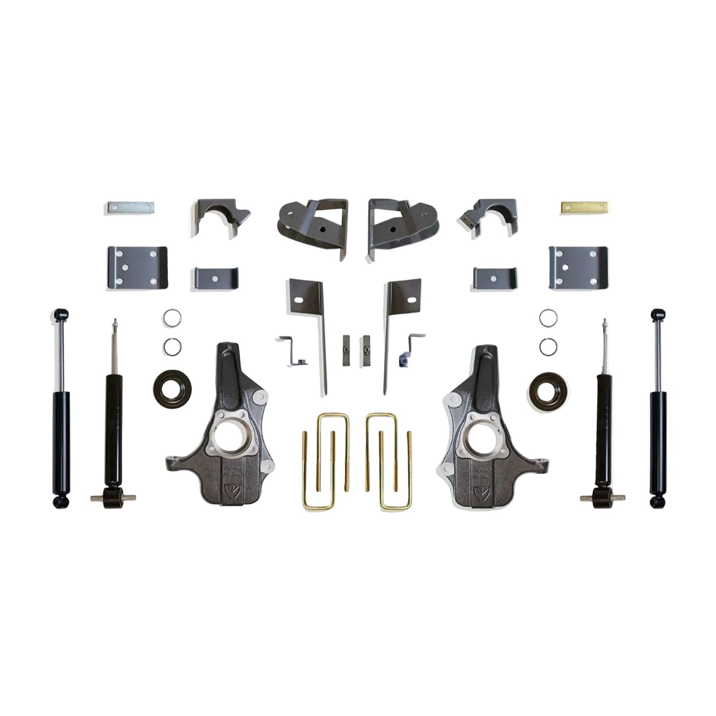 MaxTrac lowering kit with struts spindles flip kit hangers and rear shocks | Max Trac Silverado Sierra suspension kit | Silverado Sierra 3 inch 5 inch drop kit