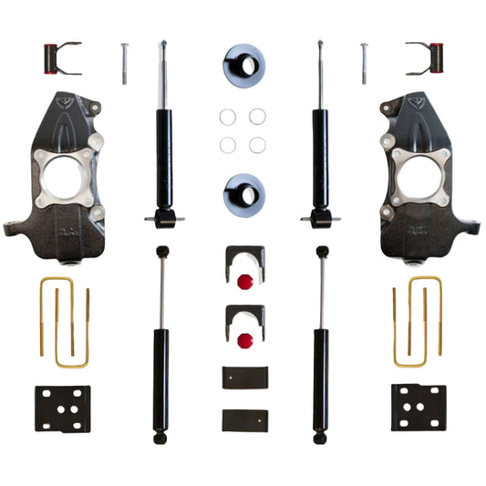 MaxTrac F-150 lowering kit with spindles struts flip kit | Ford F-150 3 inch 5 inch drop suspension kit | Max Trac KS334135S lowering kit
