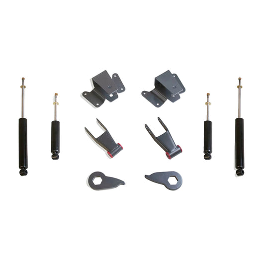 Ford F150 lowering torsion keys hangers shackles and MaxTrac shocks | MaxTrac KT333524 F-150 4x4 front and rear lowering suspension | 1997-2003 Ford F150 2 inch front 4 inch rear drop kit
