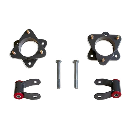 Silverado Sierra front strut spacer and rear shackle lift kit | MaxTrac MP881331 GM 1500 3 inch front 1 inch rear leveling kit | Chevy GMC 1500 leveling suspension for up to 32 inch tires