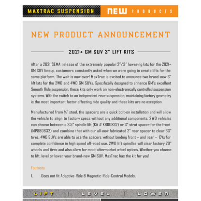 Maxtrac K880832 3.5/2 Spindle Lift Kit Flyer Paper