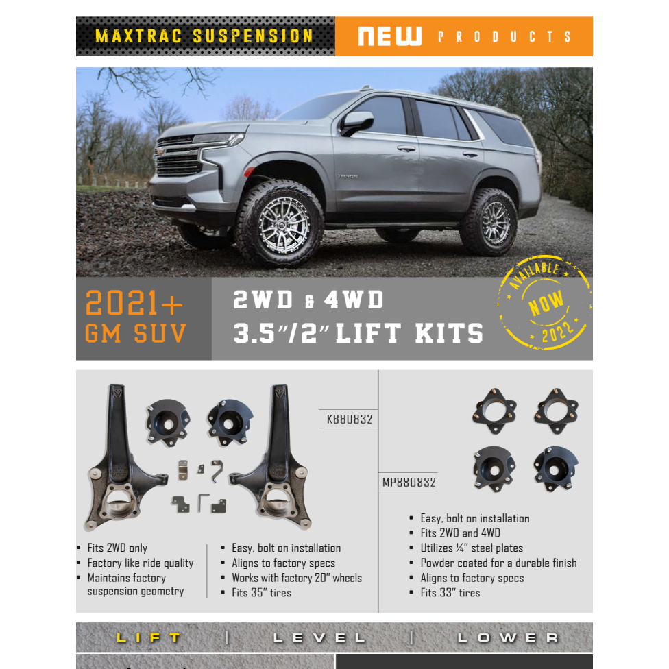 Maxtrac K880832 3.5/2 Spindle Lift Kit Flyer