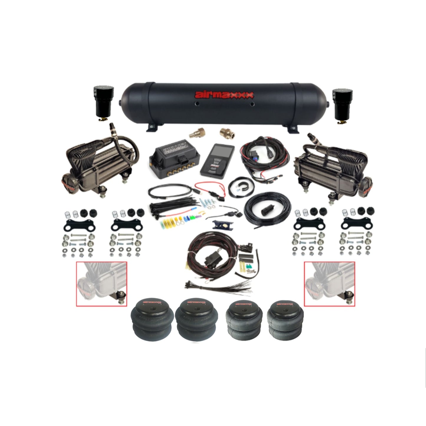 Air Ride Kit – Air Lift 3P + airmaxxx X-Series Compressor & Tank