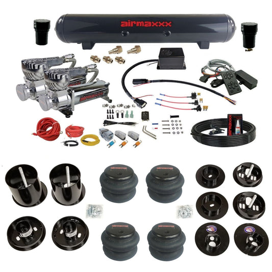 Slam SV-8C chrome 580 compressors steel tank bags air suspension kit fits 1965 1970 Cadillac KCAD65-580C2-57S-SV8CMC1-WK-HF