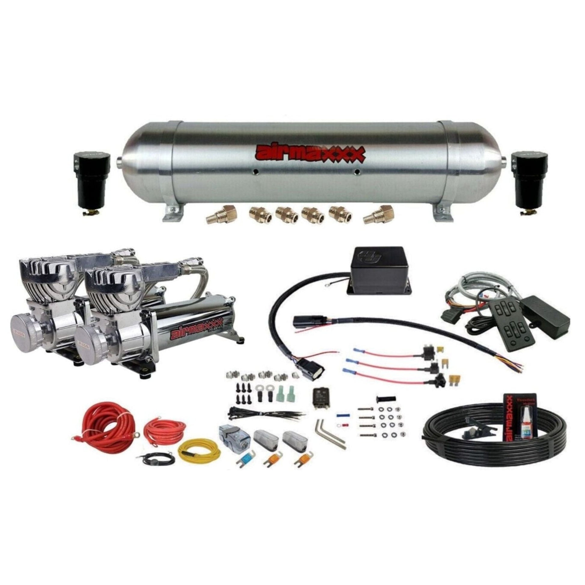 Slam Specialties SV-8C and MC.1 air management kit with dual chrome 580 compressors