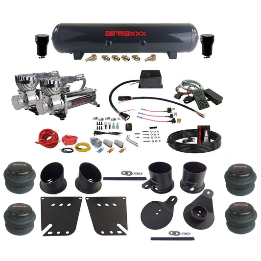 Slam Specialties SV-8C dual chrome 580 compressors steel tank 2600 bags air ride kit fits 1958–1964 Impala KIMP58-580C2-57S-SV8CMC1-WK-HF