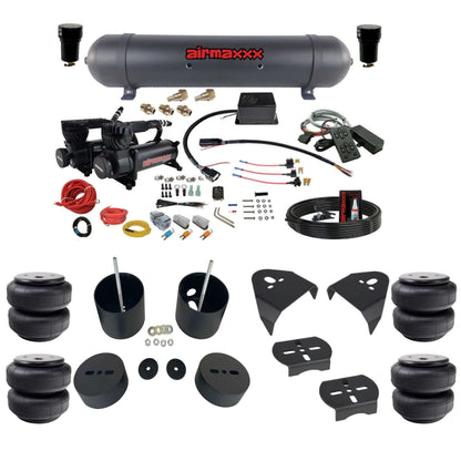 Slam Specialties dual black 580 compressors aluminum tank airlift bags air ride kit for 1999–2006 Silverado/Sierra GM99-580B2-57ABK-SV8CMC1-WK-HFD26