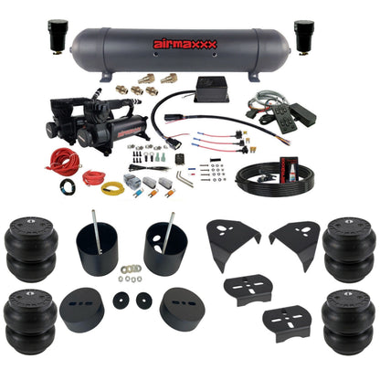 Slam Specialties dual black 580 compressors aluminum tank slam bags air ride kit for 1999–2006 Silverado/Sierra KGM99-580B2-57ABK-SV8CMC1-WK-HFSS7