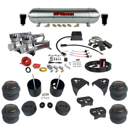 Slam Specialties dual chrome 580 compressors raw aluminum tank 2600  bags air ride kit for 1988–98 Silverado 1500 KGM88-580C2-57ARAW-SV8CMC1-WK-HF