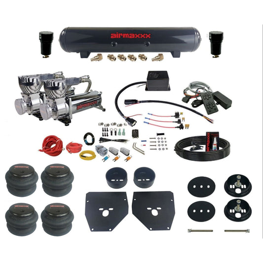 Slam Specialties dual chrome 580 compressors steel tank 2600 bags air ride kit for 1963–72 Chevy C10 KC1063-580C2-57S-SV8CMC1-WK-HF