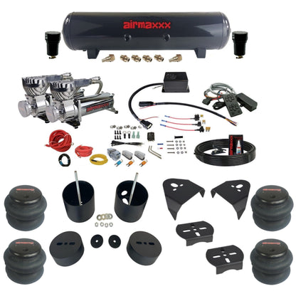 Slam Specialties dual chrome 580 compressors steel tank 2600 bags air ride kit for 1988–98 Silverado 1500 KGM88-580C2-57S-SV8CMC1-WK-HF