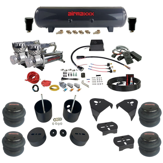 Slam Specialties dual chrome 580 compressors steel tank 2600 bags air ride kit for 1988–98 Silverado 1500 KGM88-580C2-57S-SV8CMC1-WK-HF