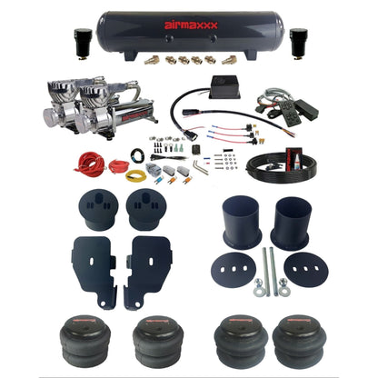 Slam Specialties dual chrome 580 compressors steel tank & bag air ride kit for 1965–70 Impala KIMP65-580C2-57S-SV8CMC1-WK-HF