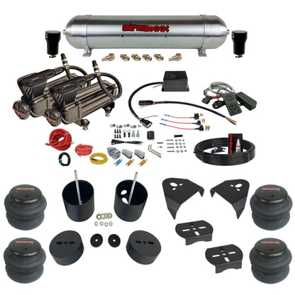 Slam Specialties dual x-series compressors raw aluminum tank 2600  bags air ride kit for 1988–98 Silverado 1500 KGM88-XB2-57ARW-SV8CMC1-WK-HF
