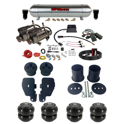 Slam Specialties dual x-series  compressors raw aluminum tank & slam  bags air ride kit for 1965–70 Impala KIMP65-XB2-57ARW-SV8CMC1-WK-HFSS6