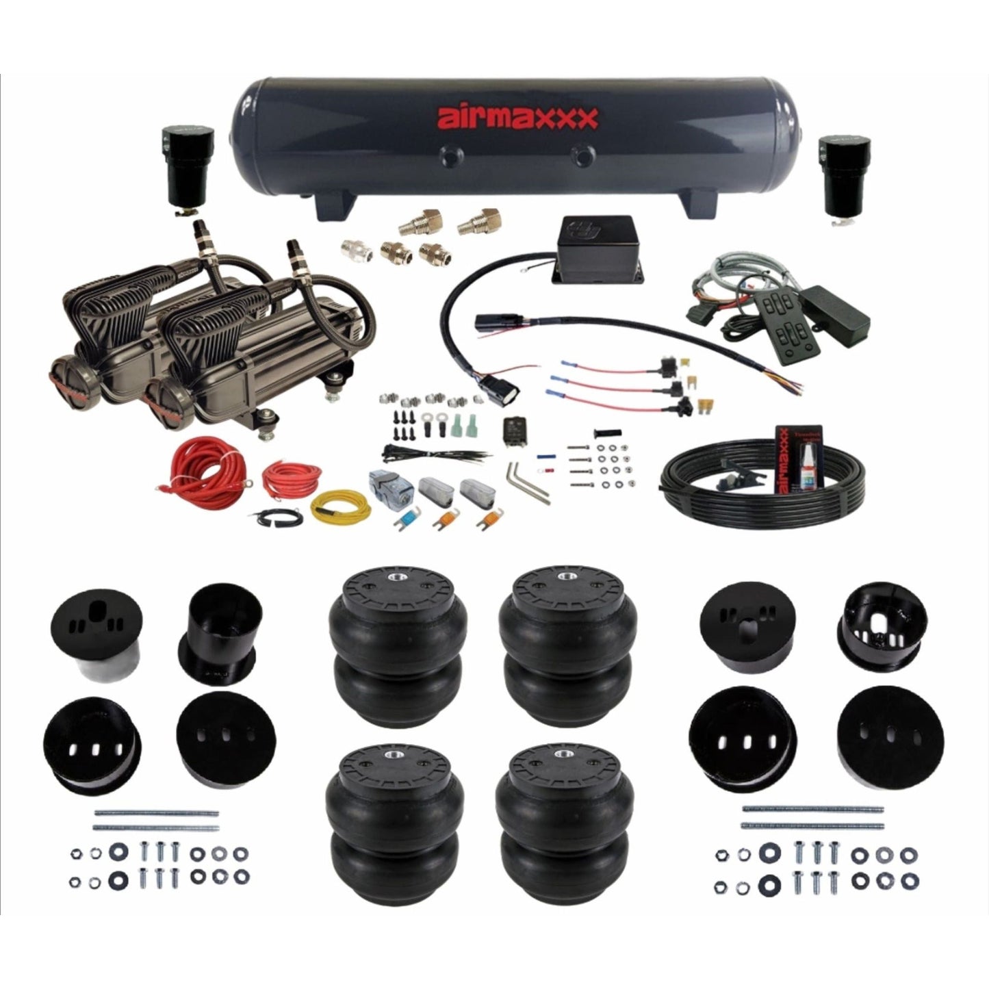 Slam Specialties dual x-series compressors steel tank slam bags air ride kit for 1958–60 Cadillac KCAD58-XB2-57S-SV8CMC1-WK-HFSS7