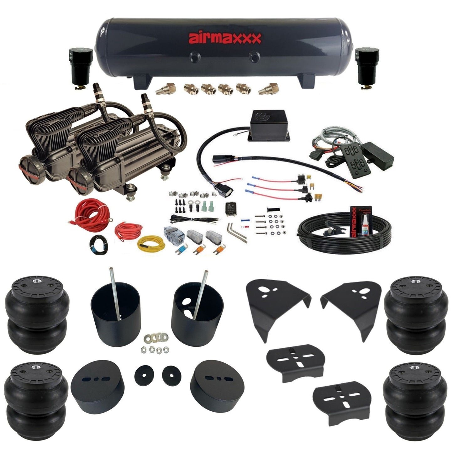 Slam Specialties dual x-series compressors steel tank slam  bags air ride kit for 1988–98 Silverado 1500 KGM88-XB2-57S-SV8CMC1-WK-HFSS7