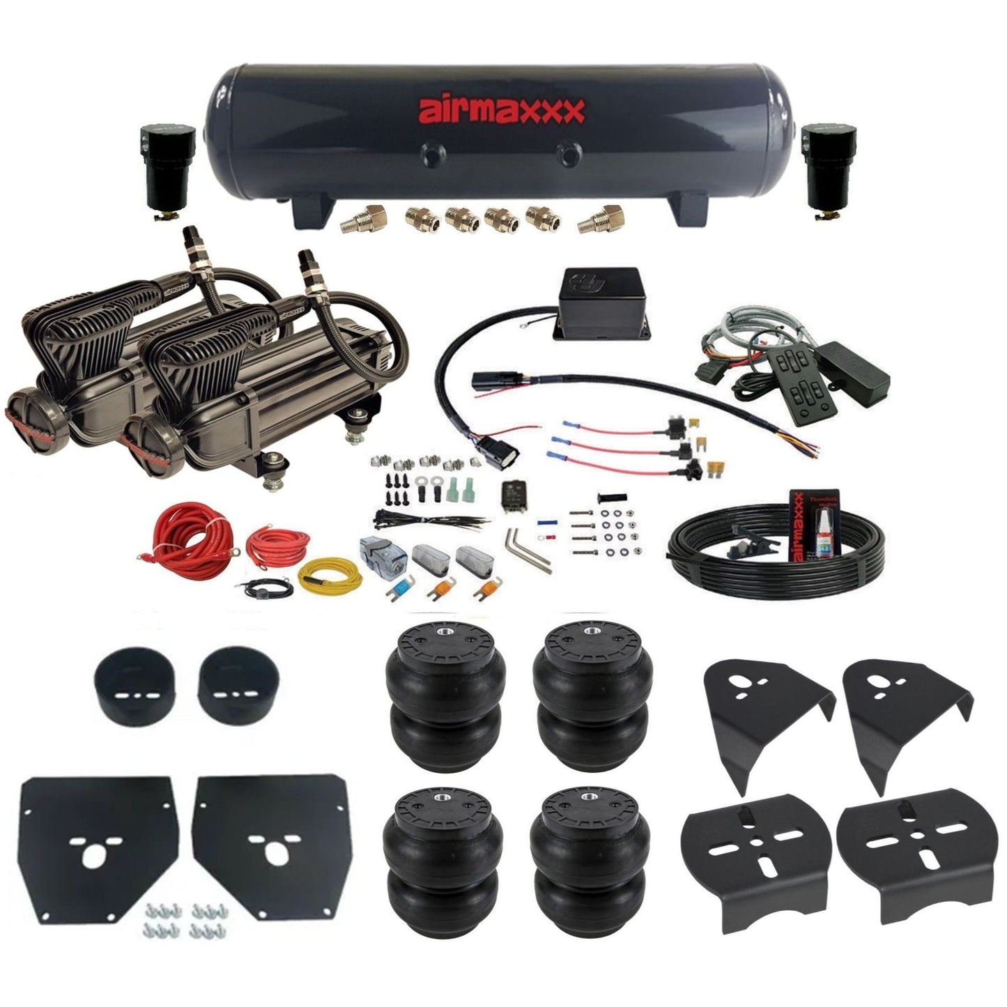 Slam Specialties x-series compressors steel tank slam bags air ride kit for 1973–1987 Chevy C10 KC1073-XB2-57S-SV8CMC1-WK-HFSS7