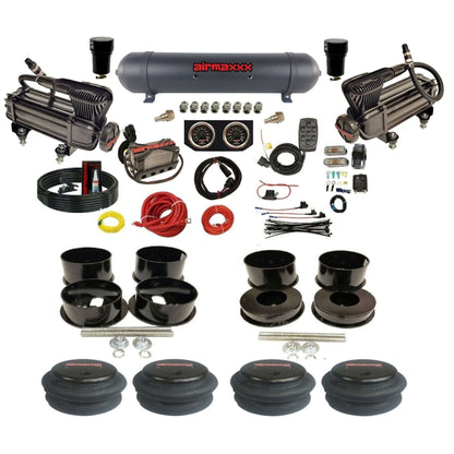 X-series airmaxxx Air Suspension Kit Plug n Play X4 Air Manifold w/Gauges 2600 bags & aluminum tank Fits 1971-77 GM KBBDY-XB2-57ABK-X4X7-WK-HF