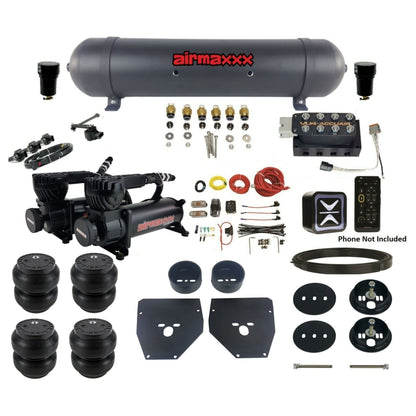 accuair e-level pressure+ vu4 dual 580 black compressors aluminum tank slam bags air ride kit for 1963-1972 chevy c10 KC1063-580B2-57ARW-VU4EHT-WK-HFSS7