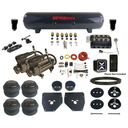 accuair e-level pressure+ vu4 dual x-series compressors steel tank 2600 bags air ride kit for 1963-1972 chevy c10 KC1063-X2B-57S-VU4EHT-WK-HF 